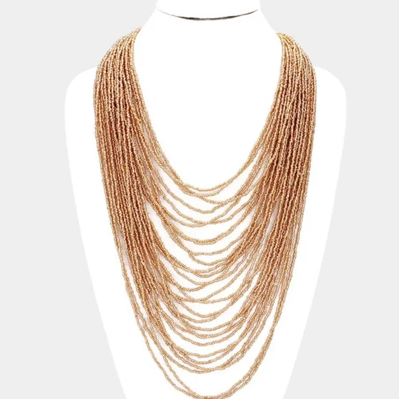 Gold Layered Beaded Necklace - Picture 1 of 2